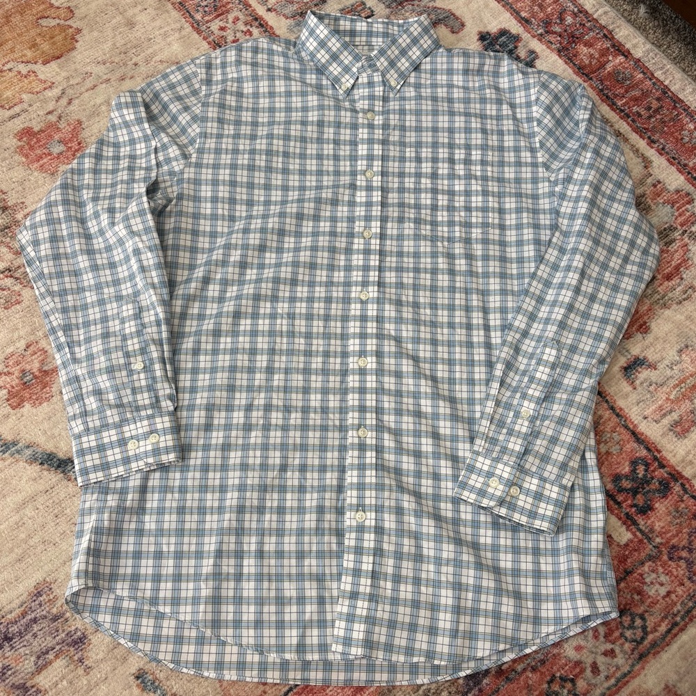 L.L. Bean Plaid Cotton Button Down Shirt Slightly‎ Fitted Men’s Large Tall
